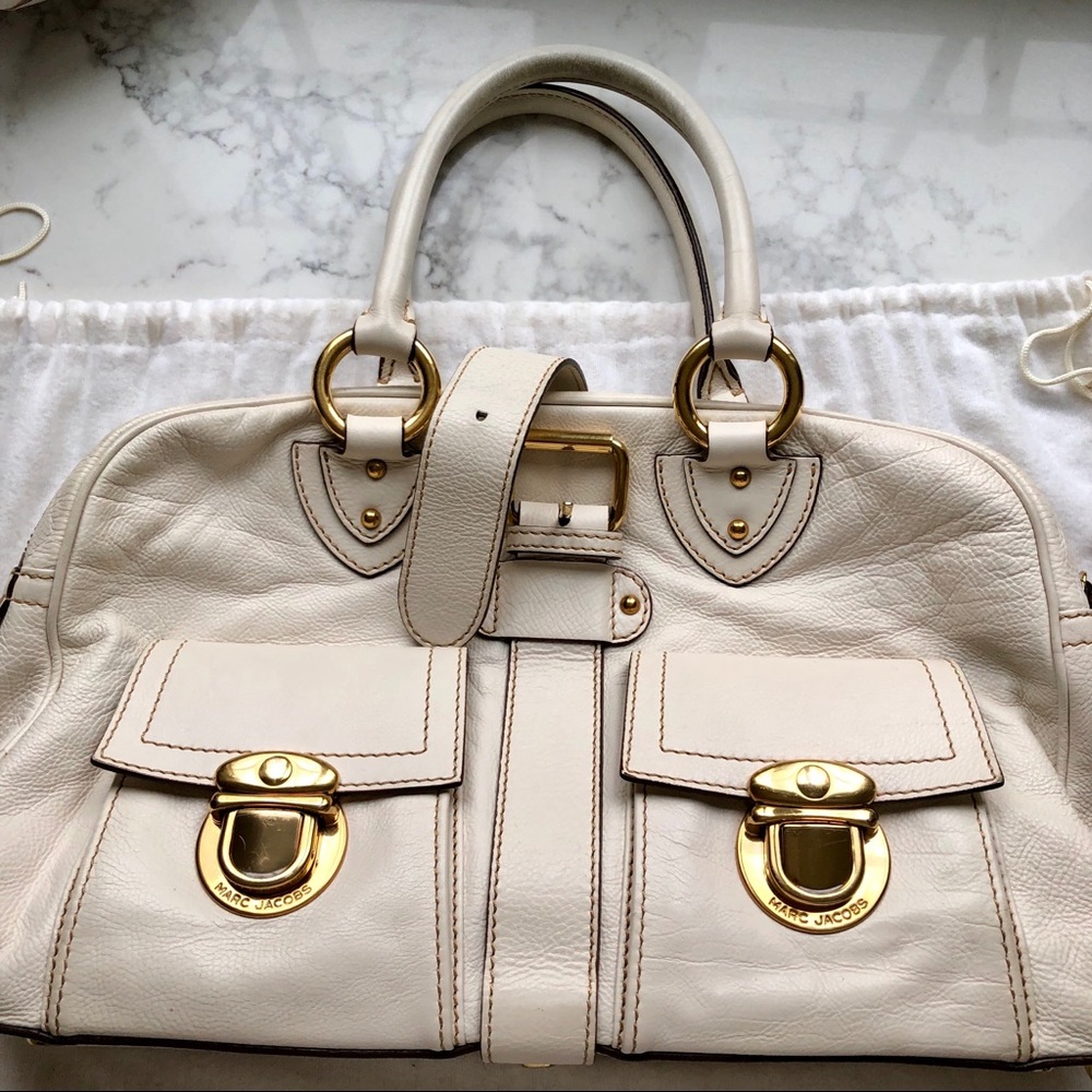 Marc Jacobs Creme Venetia Satchel w Gold Hardware - Picture 2 of 8